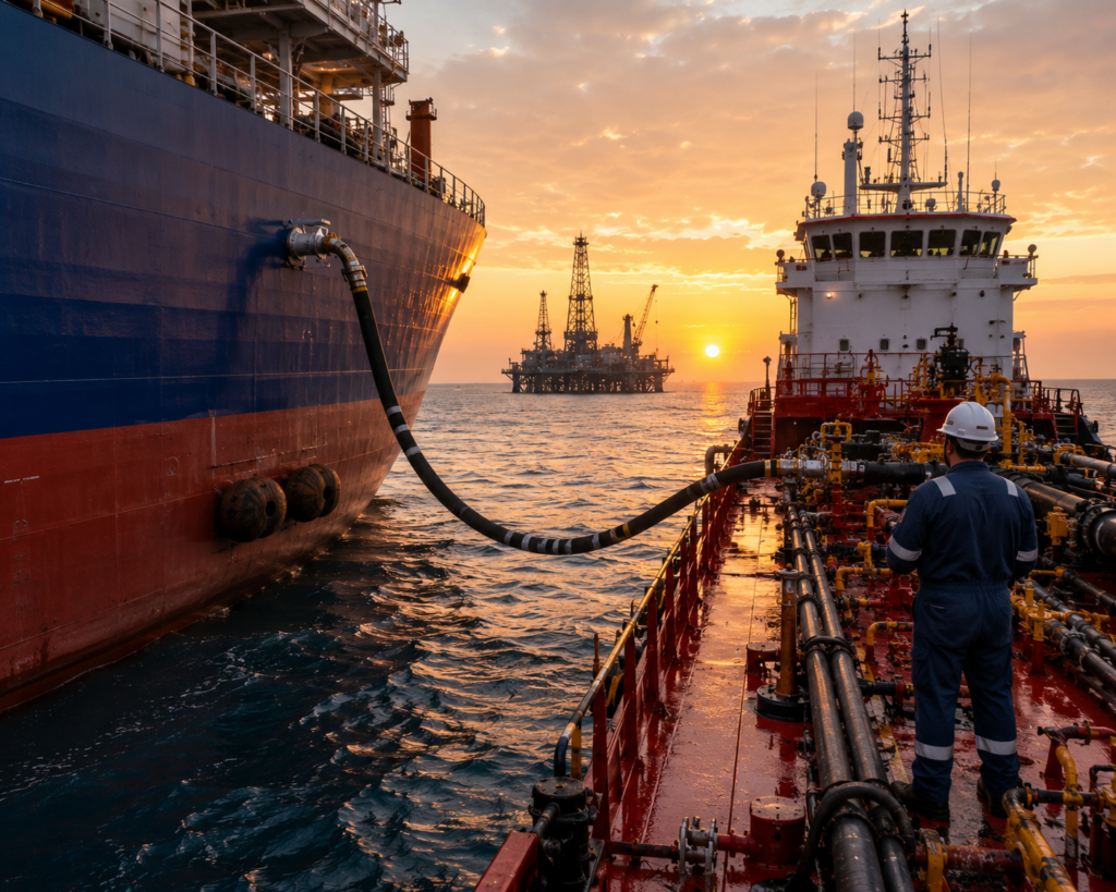 Ship-To-Ship transfer support for Crude oil transfer programs:
LNG and LPG cargo redistribution.
Offshore bunkering activities.
Floating storage operations.
Emergency cargo lightering.
FPSO support operations.
Deepwater logistics support.